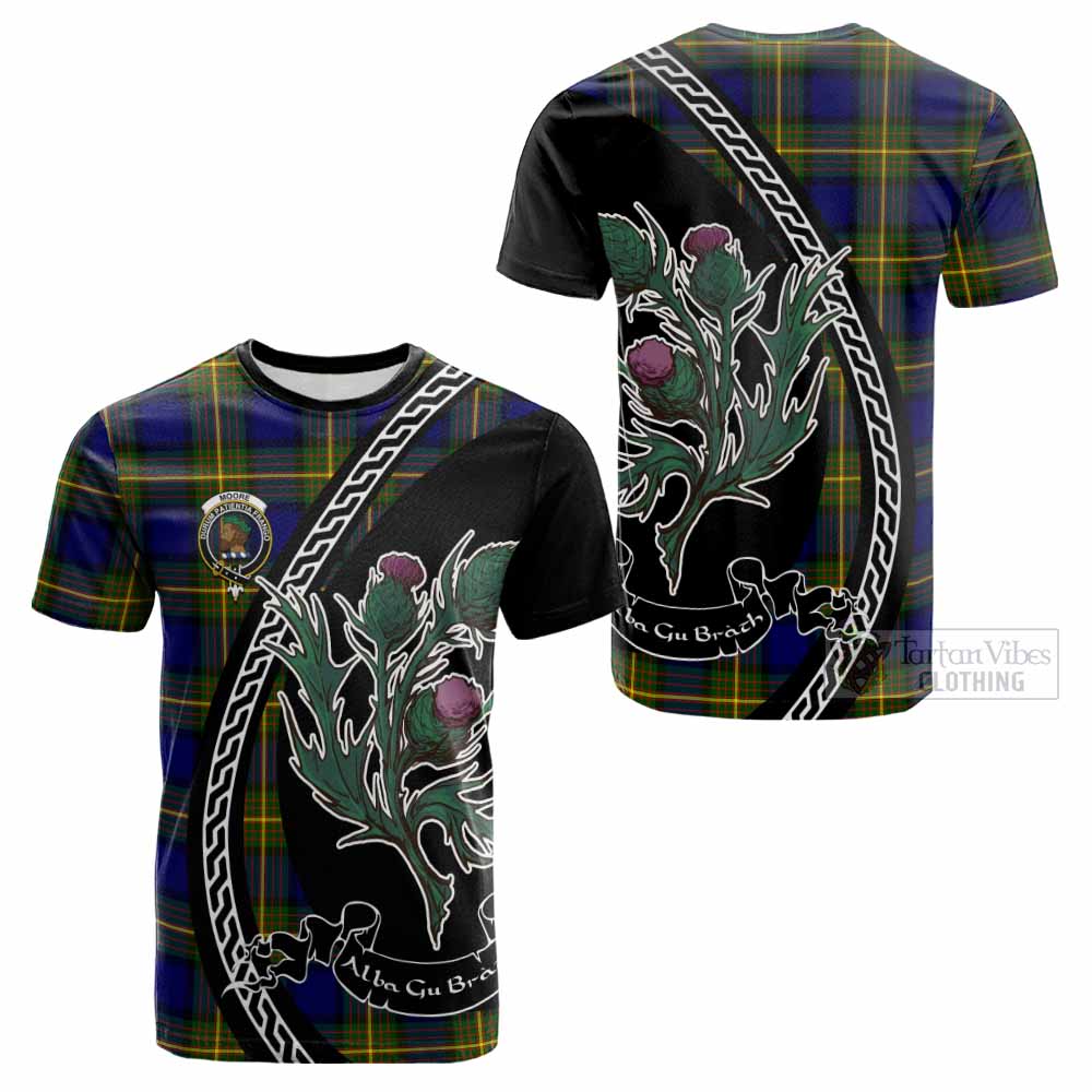 Moore Family Crest Tartan Cotton T-shirt Alba Thistle Inspired - Tartan Vibes Clothing