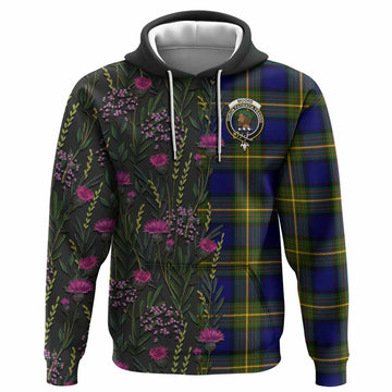 Moore Family Crest Tartan Hoodie Scottish Thistle Flower Pattern Half Style - Tartan Vibes Clothing