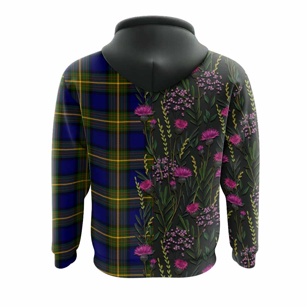 Moore Family Crest Tartan Hoodie Scottish Thistle Flower Pattern Half Style - Tartan Vibes Clothing