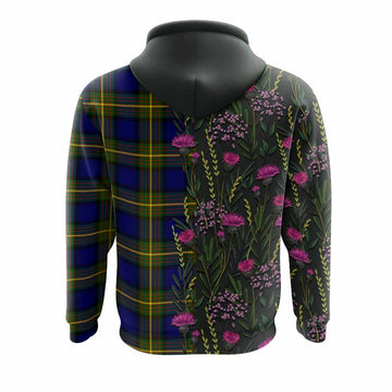 Moore Family Crest Tartan Hoodie Scottish Thistle Flower Pattern Half Style - Tartan Vibes Clothing