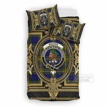Moore Scottish Tartan Crest Bedding Set Royal Stylized