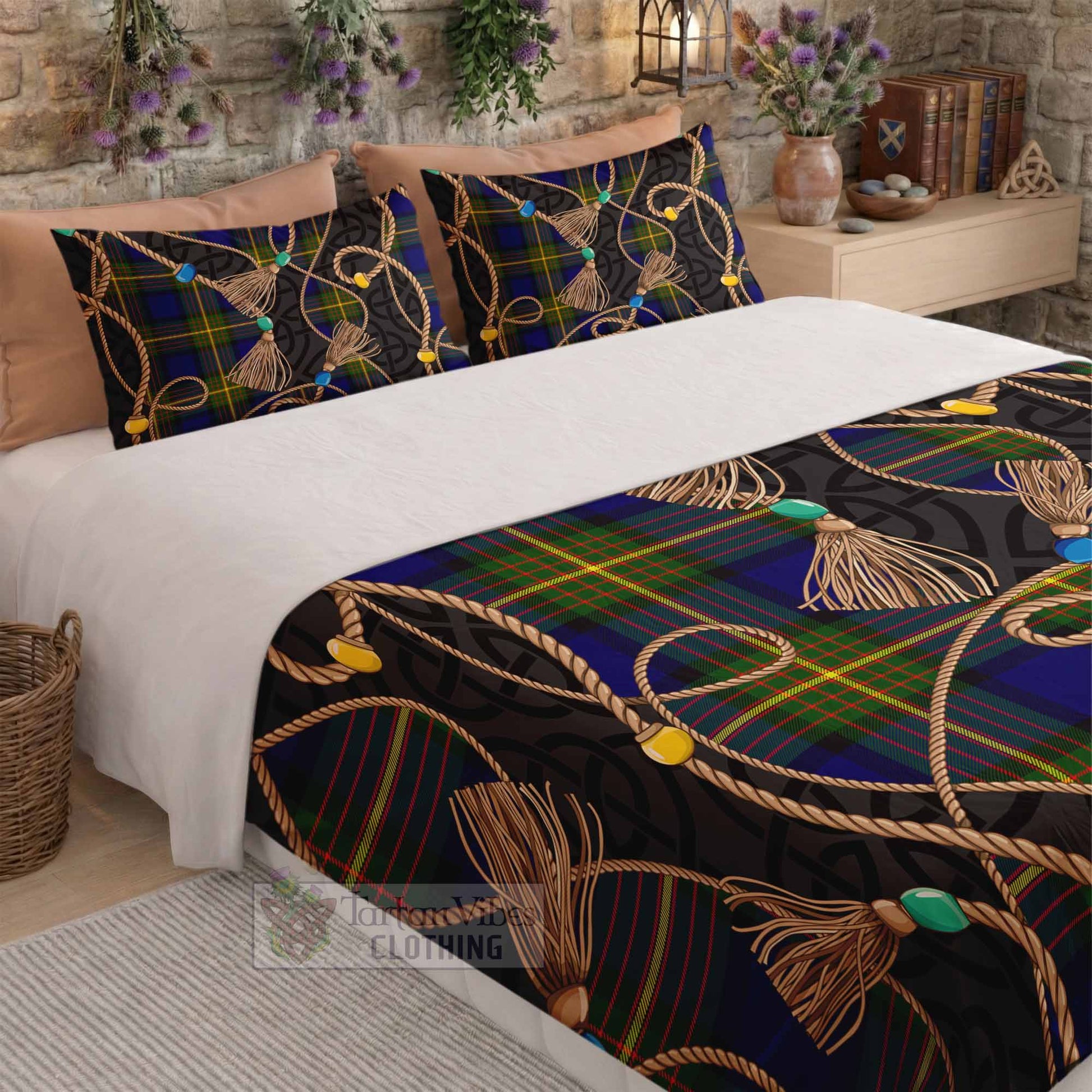 Moore Scottish Tartan Twisted Ropes Stylized Bedding Set - Tartan Vibes Clothing