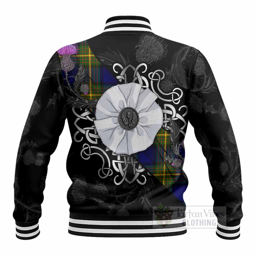 Moore Tartan Baseball Jacket Jacobite White Rose - Tartan Vibes Clothing