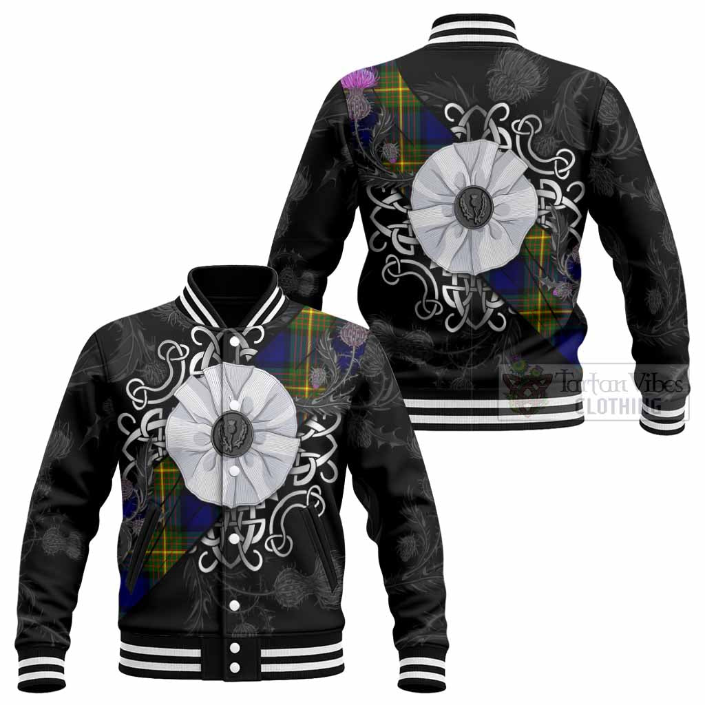 Moore Tartan Baseball Jacket Jacobite White Rose - Tartan Vibes Clothing