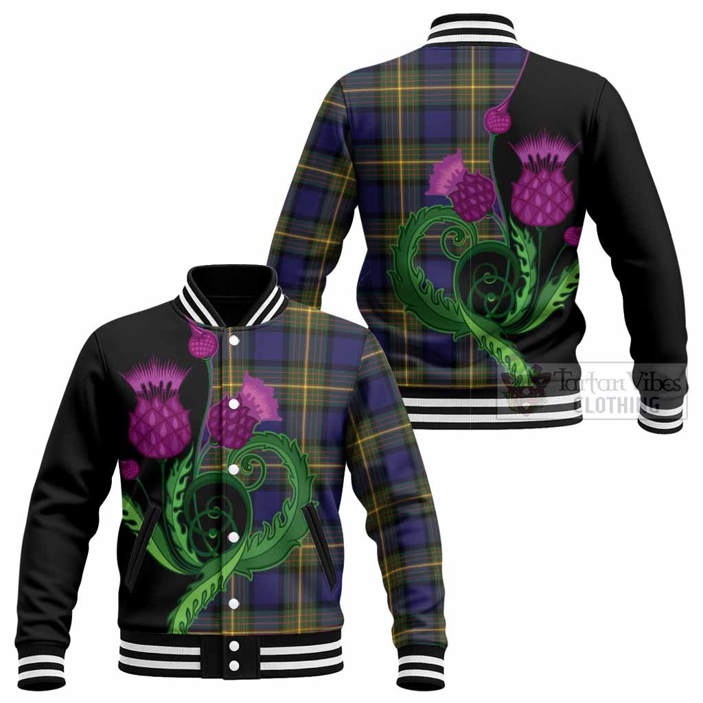 Moore Tartan Baseball Jacket Traditional Scottish Thistle - Tartan Vibes Clothing