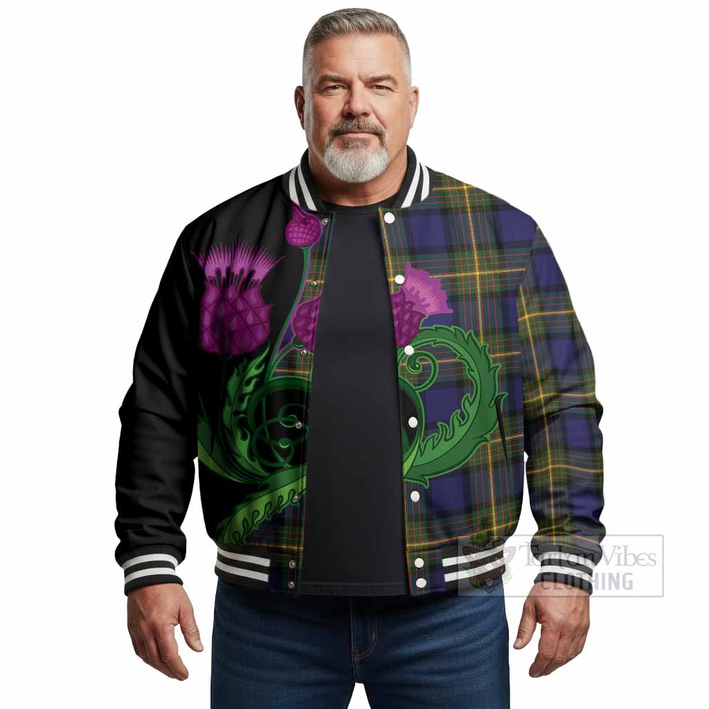 Moore Tartan Baseball Jacket Traditional Scottish Thistle - Tartan Vibes Clothing
