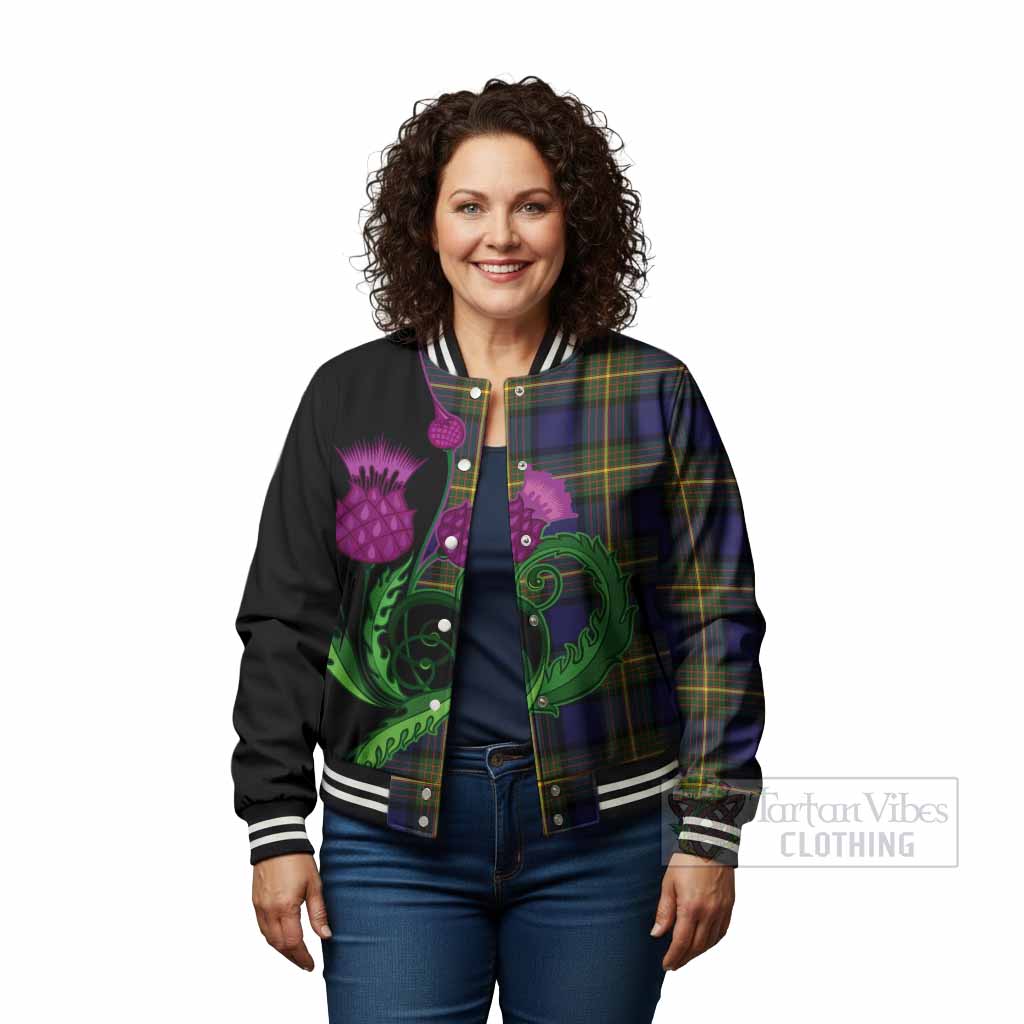 Moore Tartan Baseball Jacket Traditional Scottish Thistle - Tartan Vibes Clothing