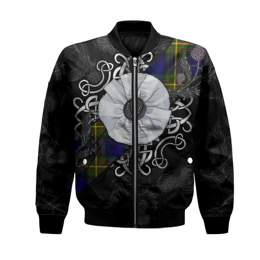 Moore Tartan Bomber Jacket Jacobite White Rose Unisex Black - Tartan Vibes Clothing