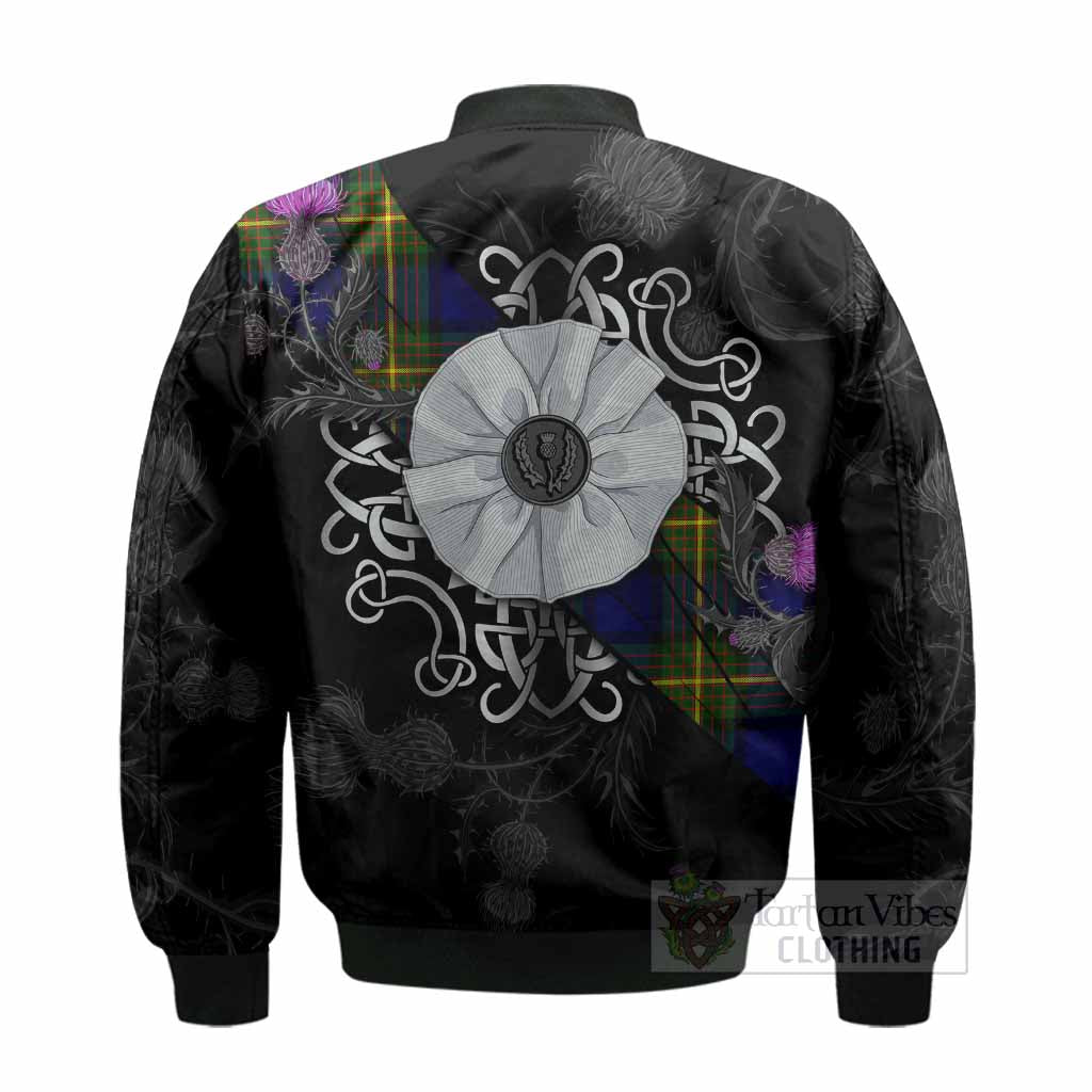 Moore Tartan Bomber Jacket Jacobite White Rose - Tartan Vibes Clothing