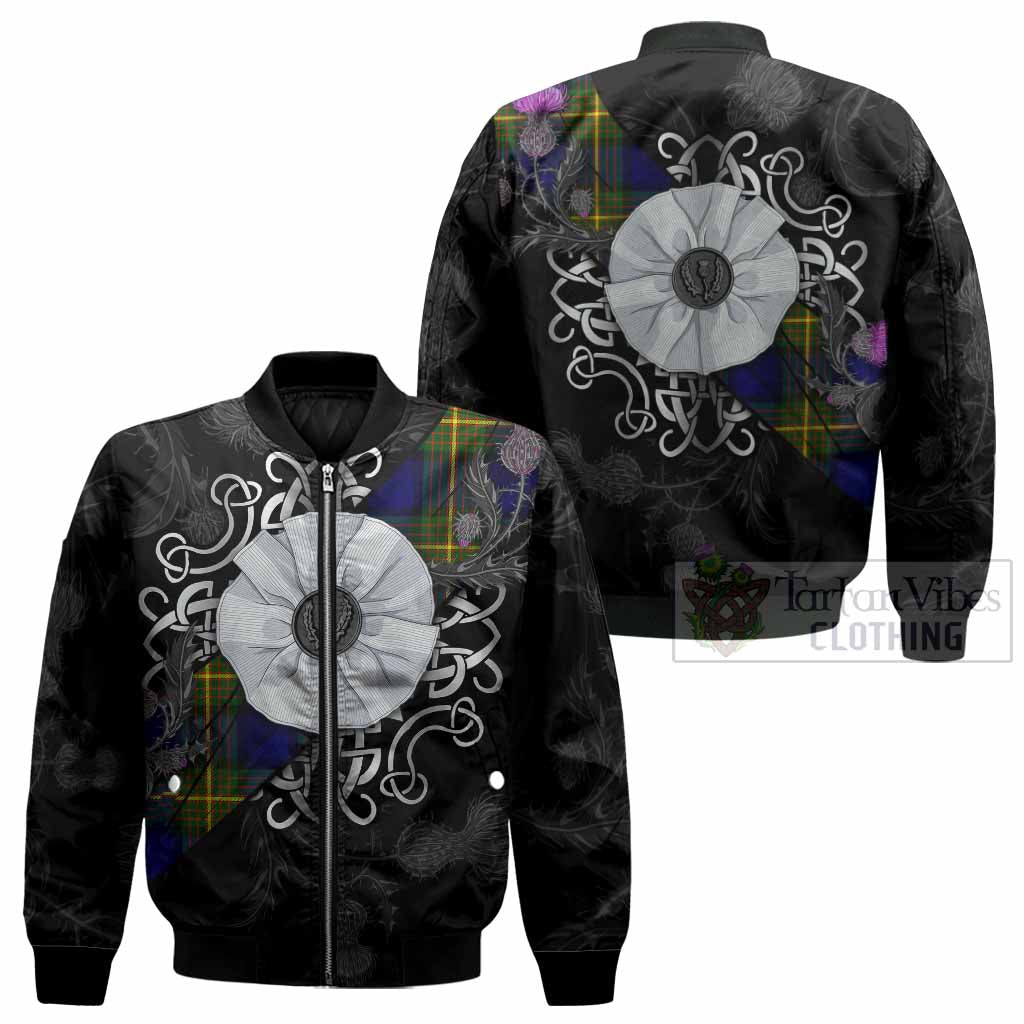Moore Tartan Bomber Jacket Jacobite White Rose - Tartan Vibes Clothing