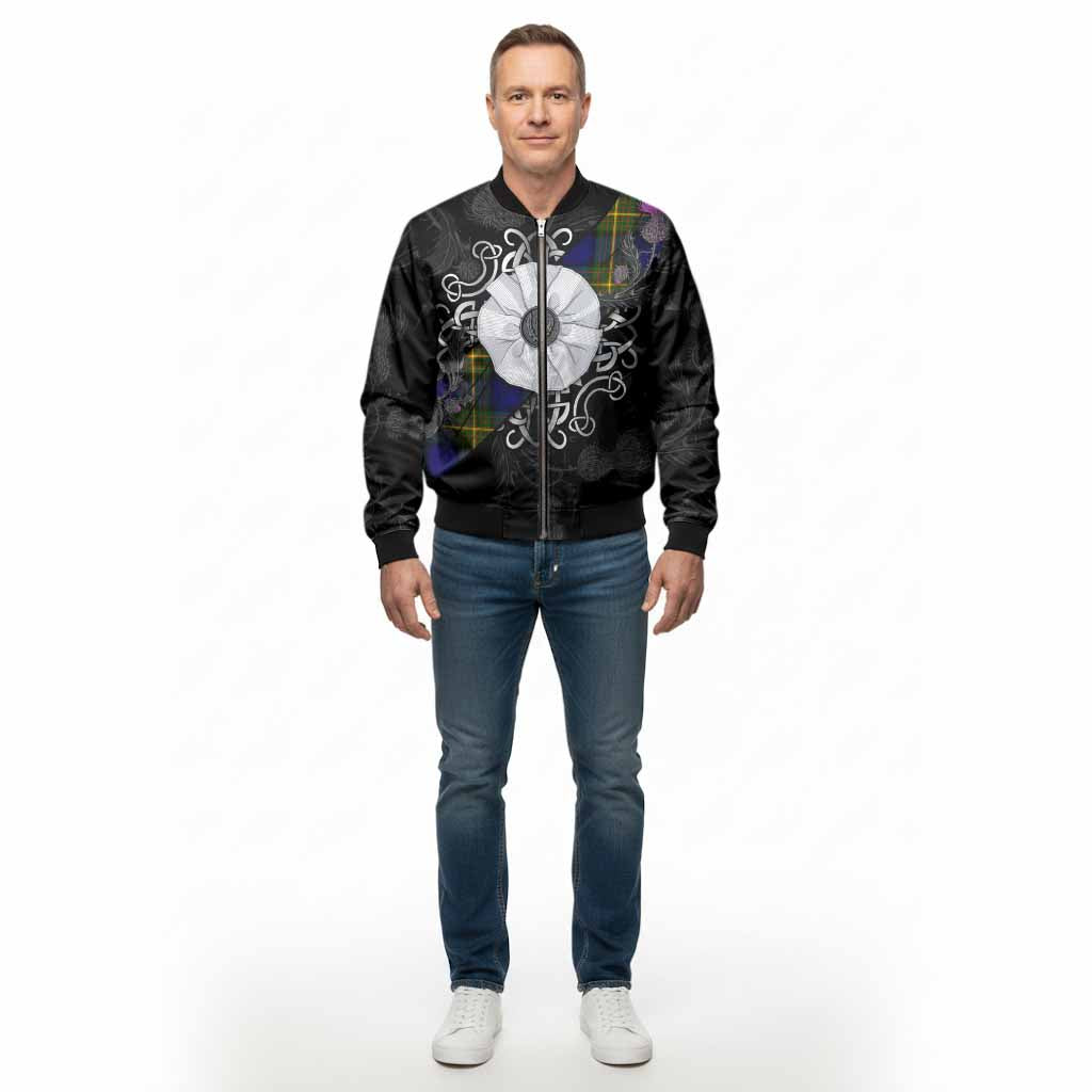 Moore Tartan Bomber Jacket Jacobite White Rose - Tartan Vibes Clothing