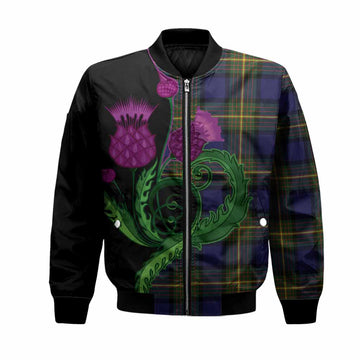 Moore Tartan Bomber Jacket Traditional Scottish Thistle Unisex Black - Tartan Vibes Clothing