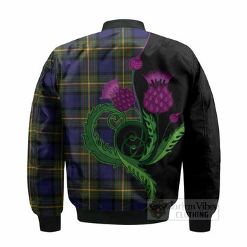 Moore Tartan Bomber Jacket Traditional Scottish Thistle - Tartan Vibes Clothing