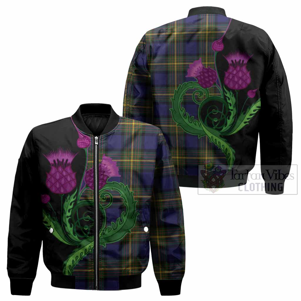 Moore Tartan Bomber Jacket Traditional Scottish Thistle - Tartan Vibes Clothing