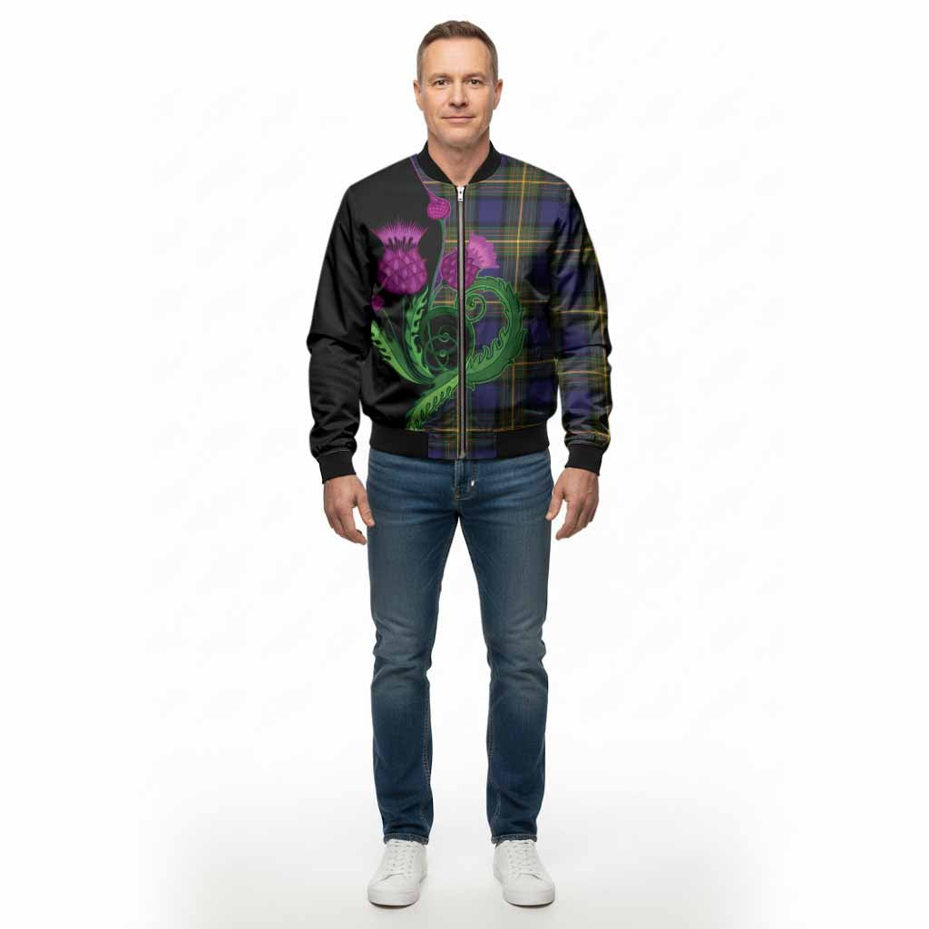 Moore Tartan Bomber Jacket Traditional Scottish Thistle - Tartan Vibes Clothing