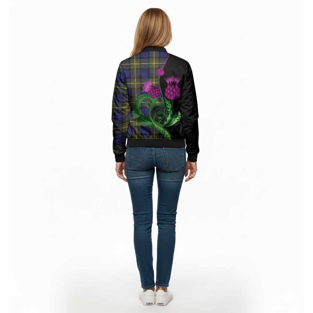 Moore Tartan Bomber Jacket Traditional Scottish Thistle - Tartan Vibes Clothing