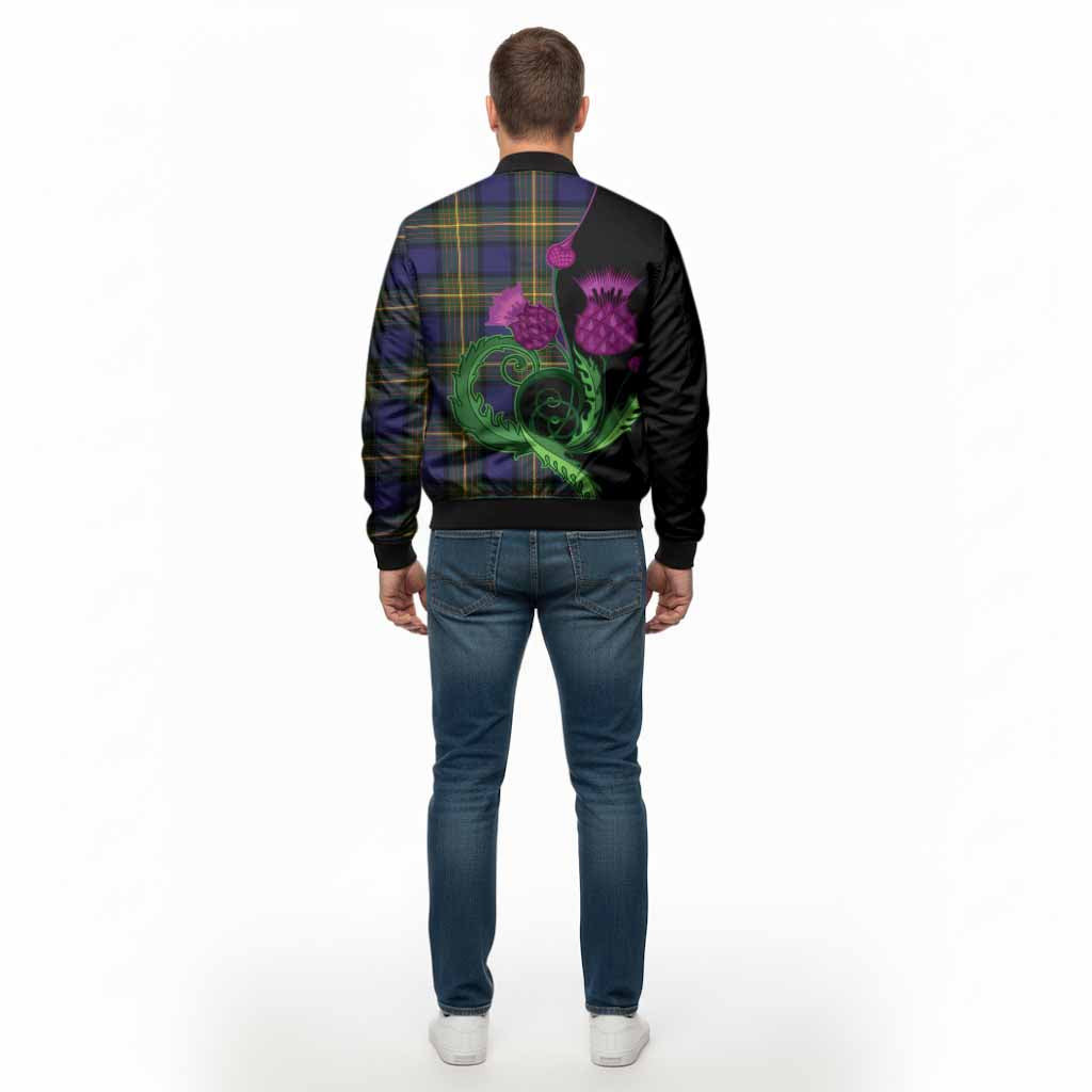 Moore Tartan Bomber Jacket Traditional Scottish Thistle - Tartan Vibes Clothing