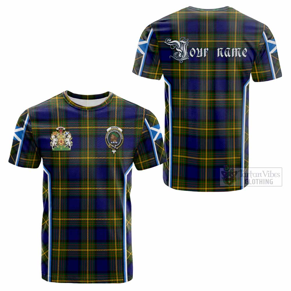 Moore Tartan Crest Cotton T-shirt Scotland Coat of Arm Flag Style - Tartan Vibes Clothing