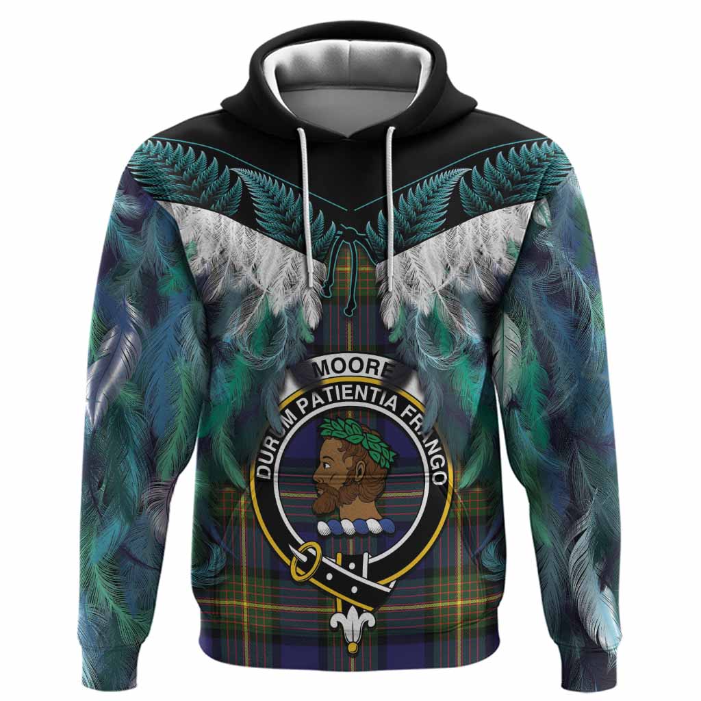 Moore Tartan Crest Hoodie New Zealand Maori Korowai Cloak