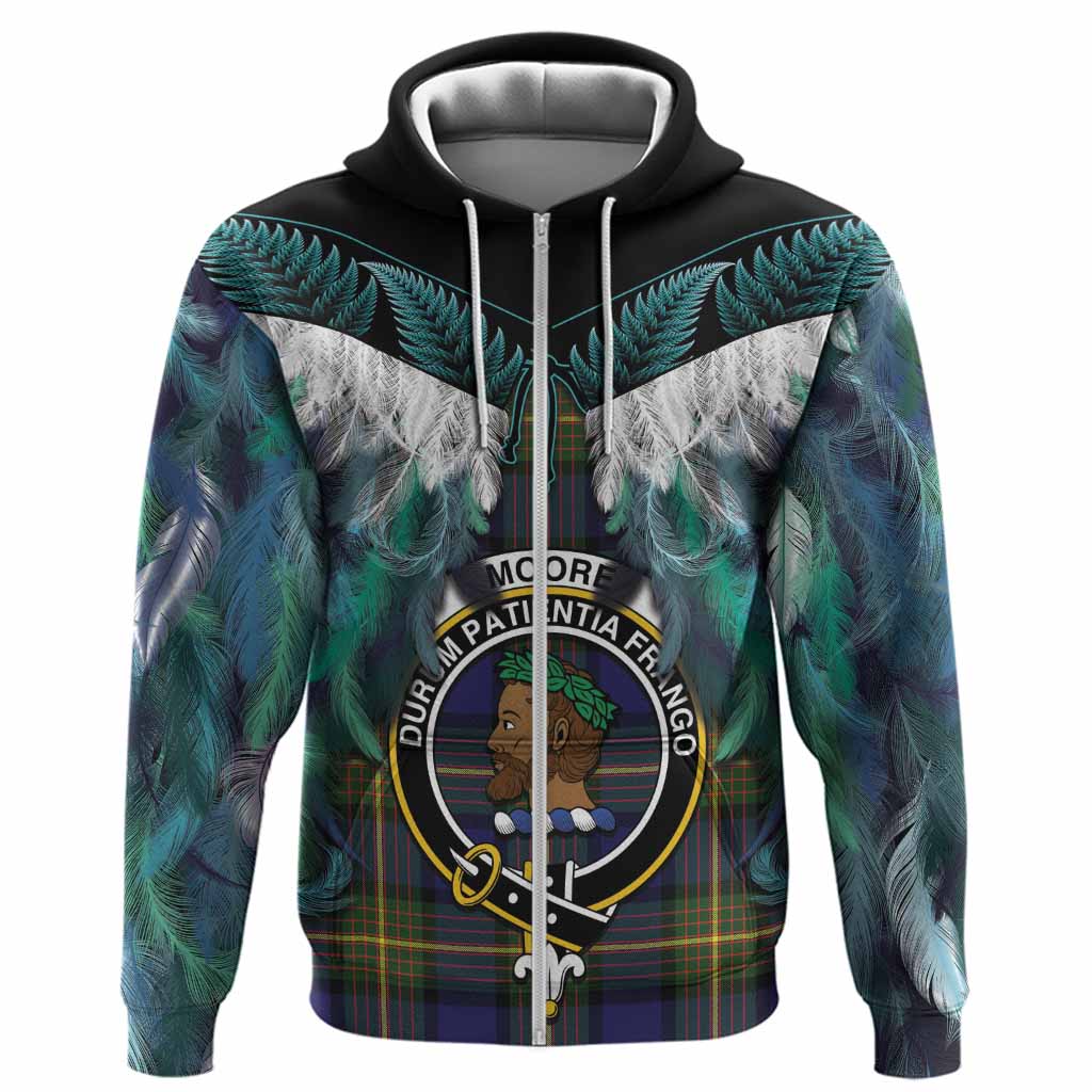 Moore Tartan Crest Hoodie New Zealand Maori Korowai Cloak