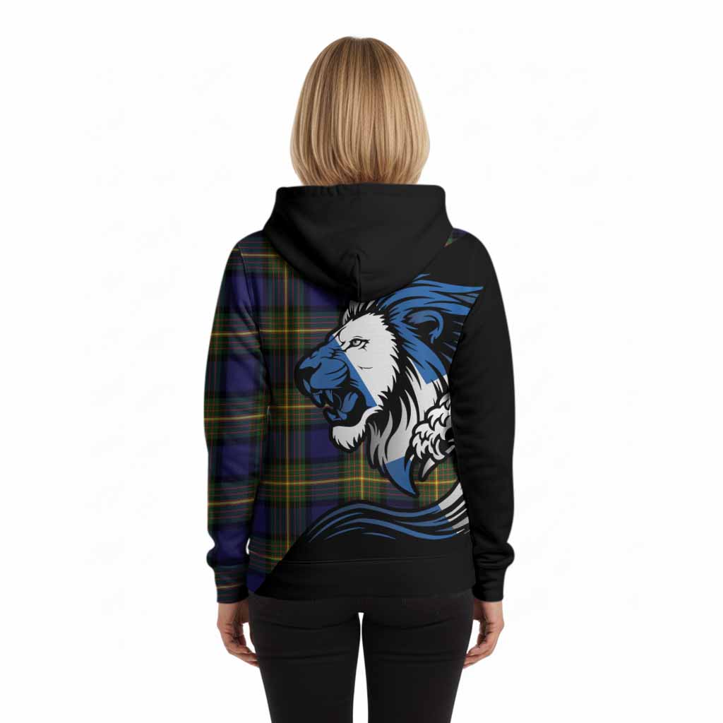 Moore Tartan Crest Hoodie Scottish Golden Lions Wave Flow