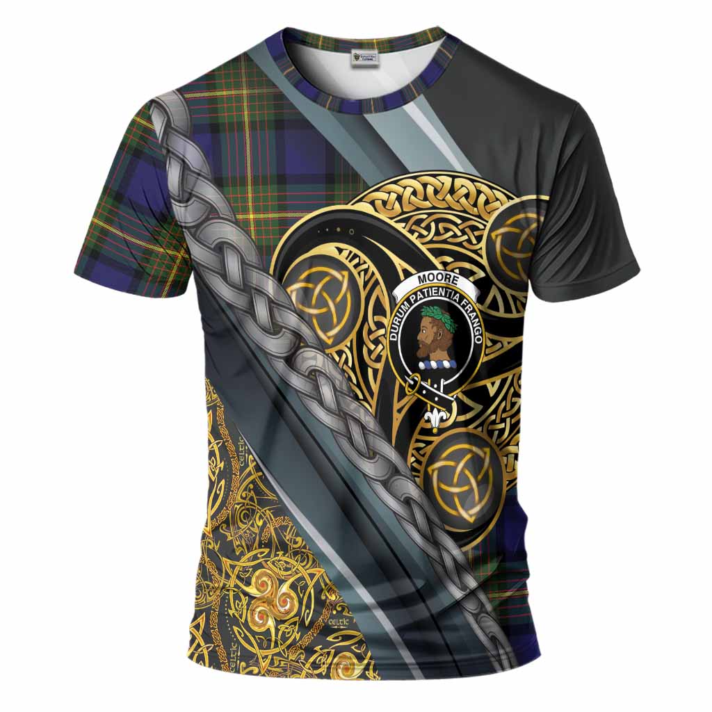 Moore Tartan Crest T-Shirt Scottish Triskele Celtic