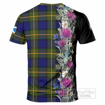 Moore Tartan Crest Thistle Floral T-Shirt - Tartan Vibes Clothing