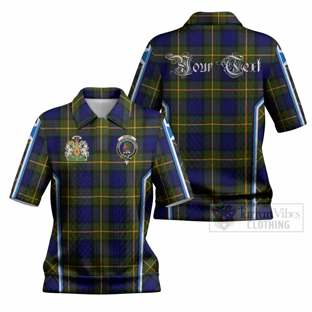 Moore Tartan Crest Women’s Polo Sweater Top Scotland Coat of Arm Flag Style