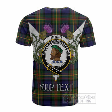 Moore Tartan Family Crest Cotton T-shirt Scottish Burns Night Thistle Floral