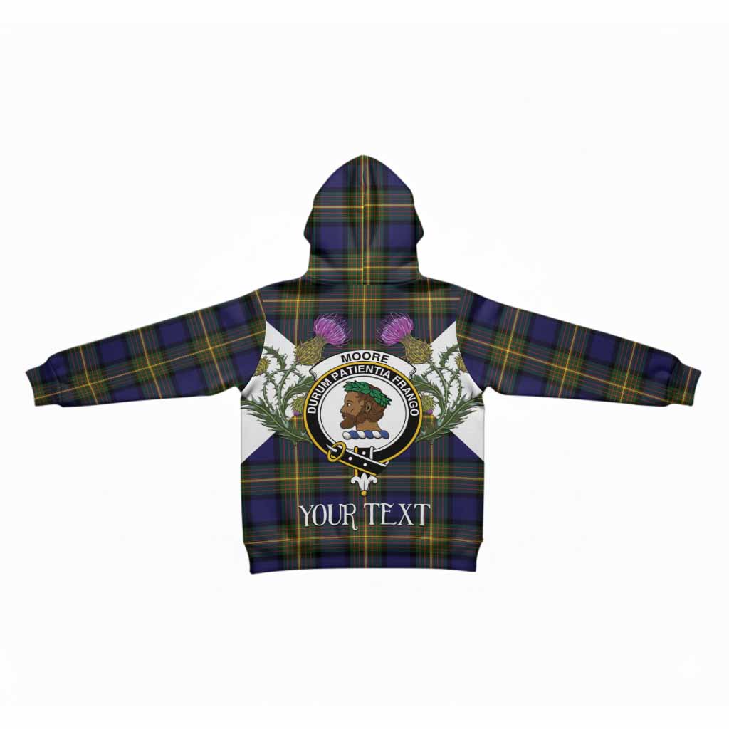 Moore Tartan Family Crest Kid Hoodie Scottish Burns Night Thistle Floral