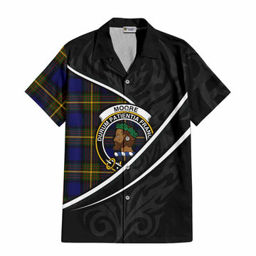Moore Tartan Family Crest Short Sleeve Button Shirt Celtic Scottish Thistle Floral - Tartan Vibes Clothing
