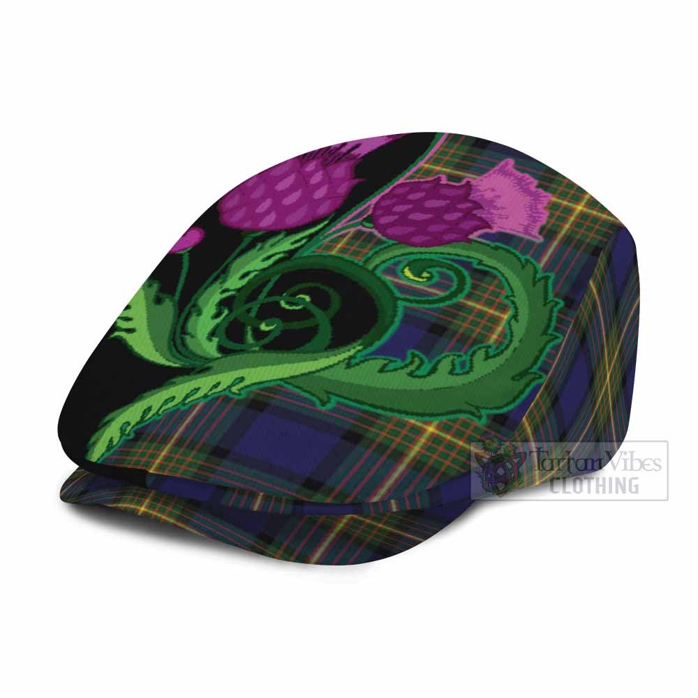 Moore Tartan Flat Cap, Jeff Cap Traditional Scottish Thistle