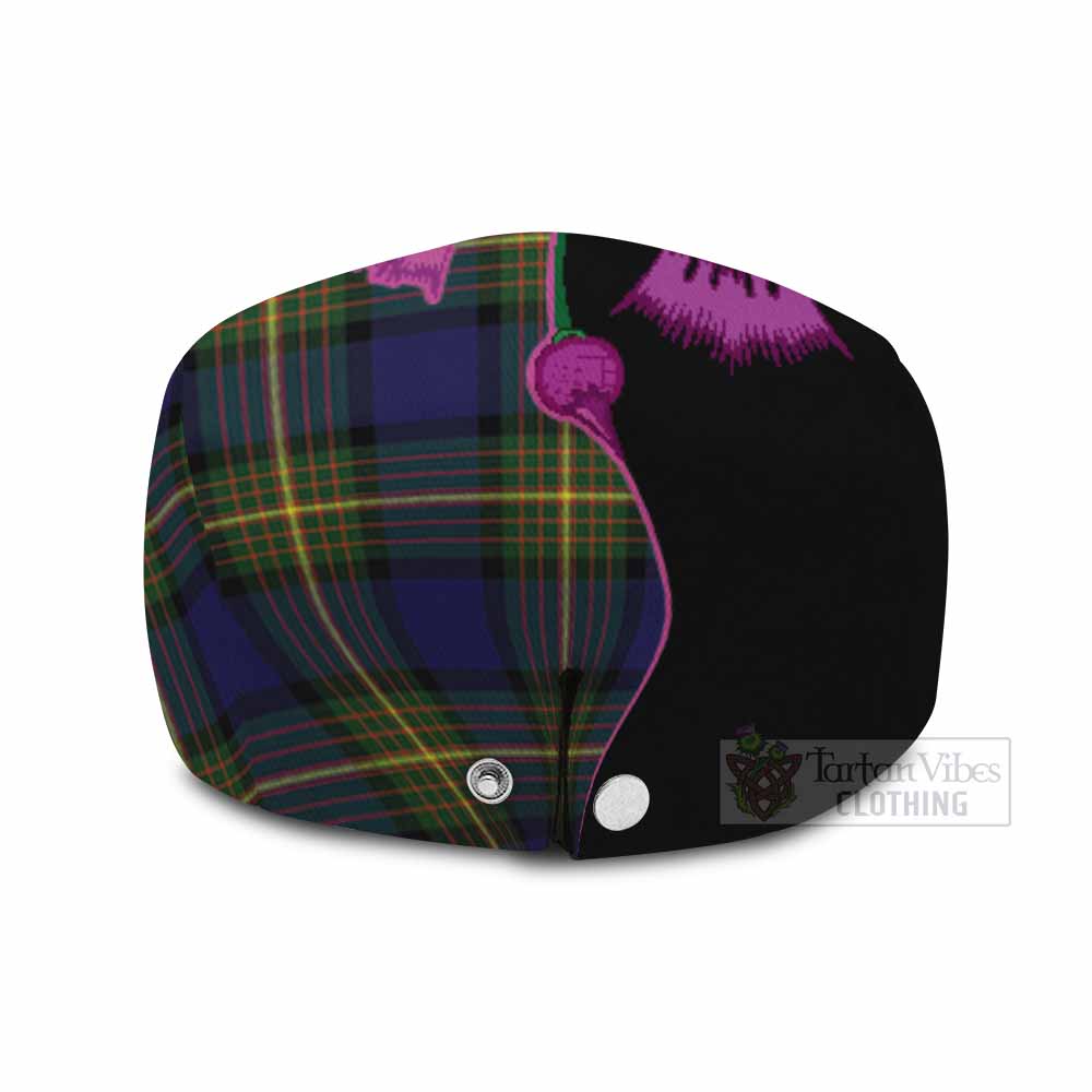 Moore Tartan Flat Cap, Jeff Cap Traditional Scottish Thistle
