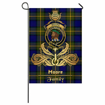 Moore Tartan Garden Flag with Highland Thistle Cherish Family Crest Style
