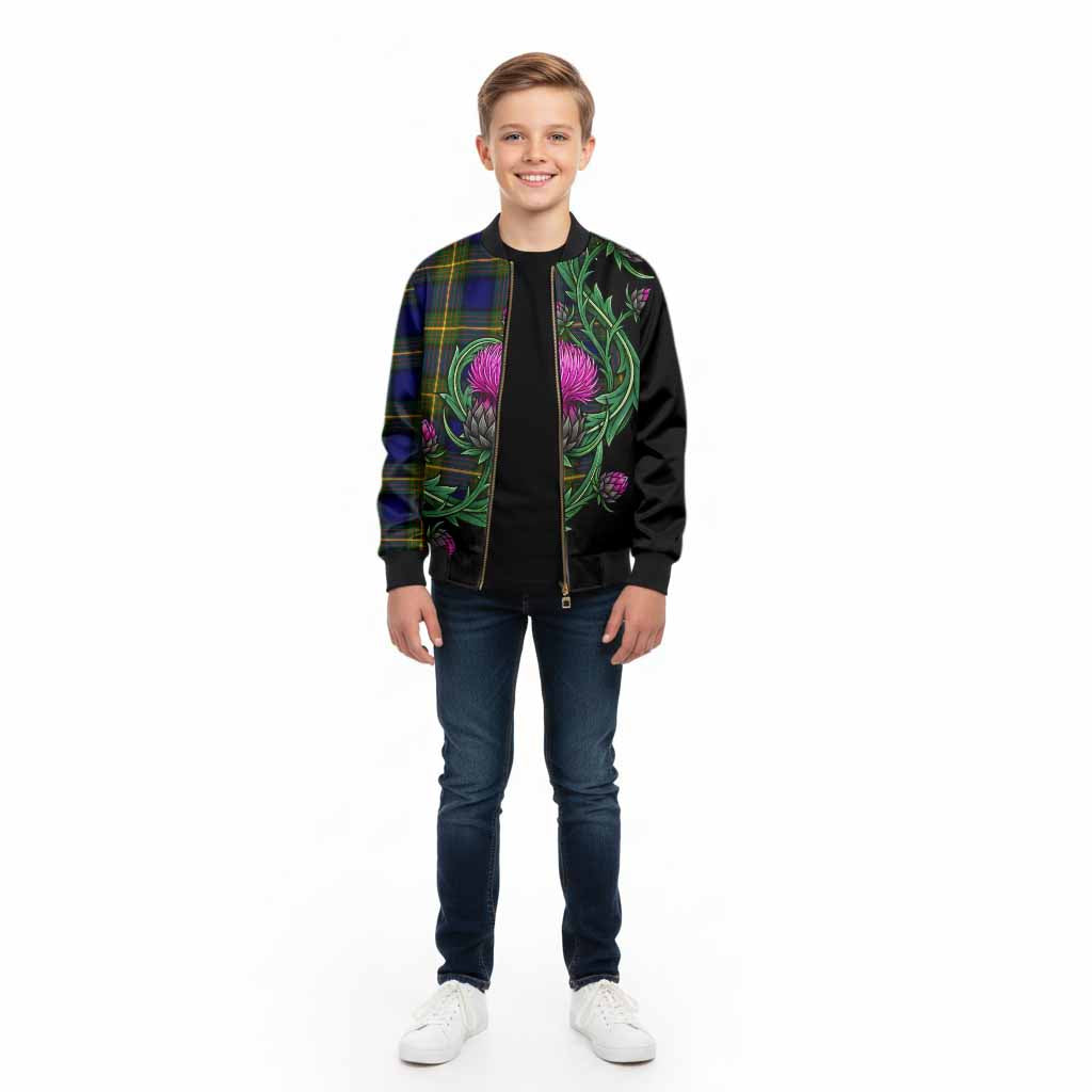 Moore Tartan Kid Bomber Jacket Resilient Scottish Thistle - Tartan Vibes Clothing