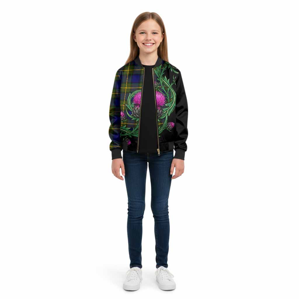 Moore Tartan Kid Bomber Jacket Resilient Scottish Thistle - Tartan Vibes Clothing