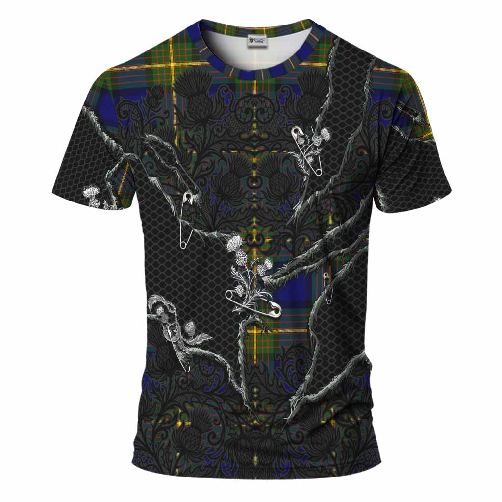 Moore Tartan Thistle Dark Gothic T-Shirt Kid's Shirt - Tartan Vibes Clothing