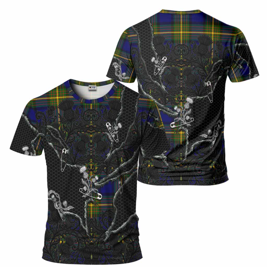 Moore Tartan Thistle Dark Gothic T-Shirt - Tartan Vibes Clothing