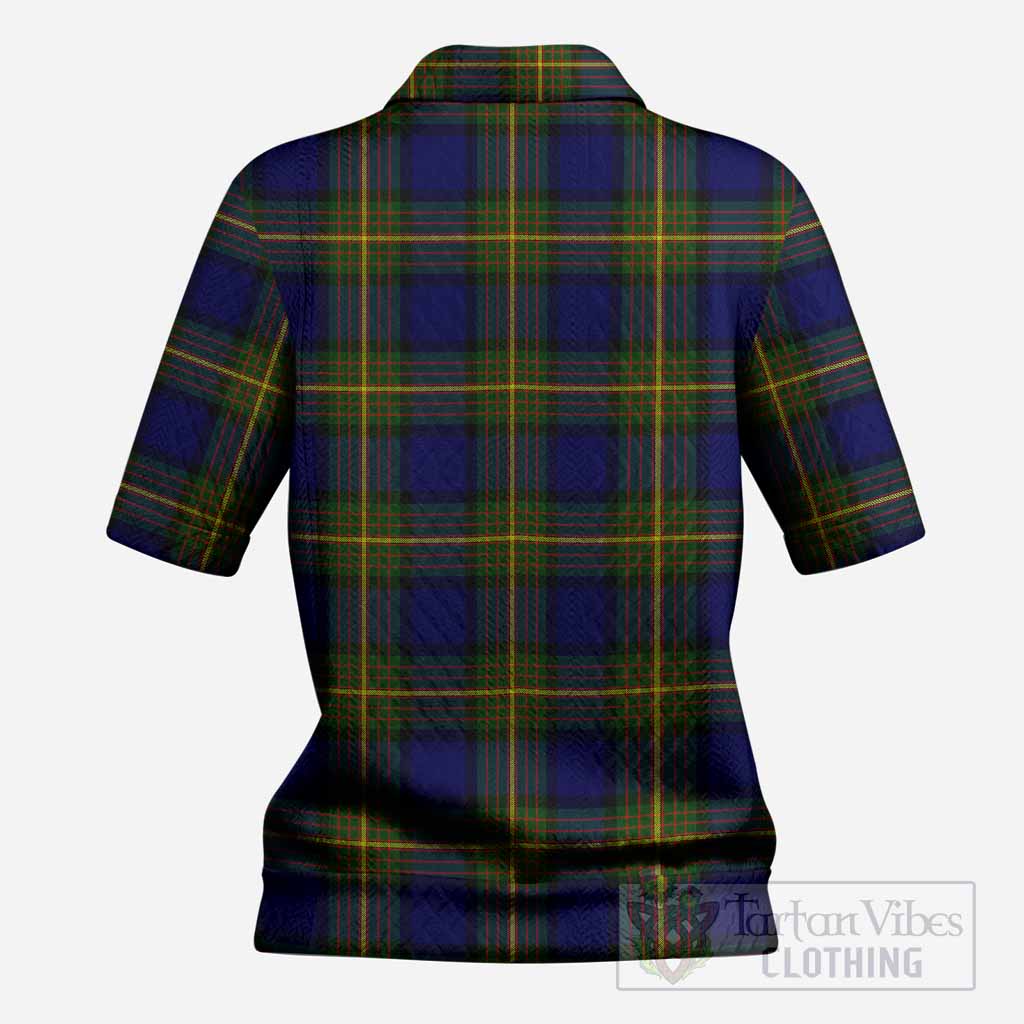 Moore Tartan Women’s Polo Sweater Top with Family Crest