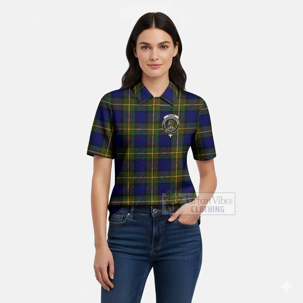 Moore Tartan Women’s Polo Sweater Top with Family Crest