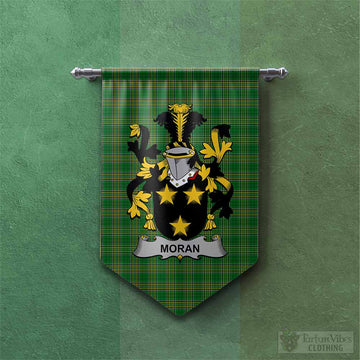 Moran Irish Clan Tartan Gonfalon, Tartan Banner with Coat of Arms