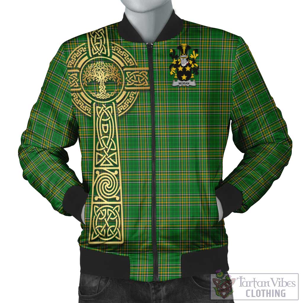 Tartan Vibes Clothing Moran Irish Clan Tartan Bomber Jacket with Coat of Arms Celtic Tree of Life Style