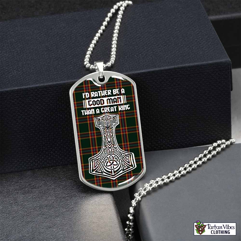 Moran Tartan Dog Tag Necklace Viking Mjolnir Style Silver No - Tartan Vibes Clothing