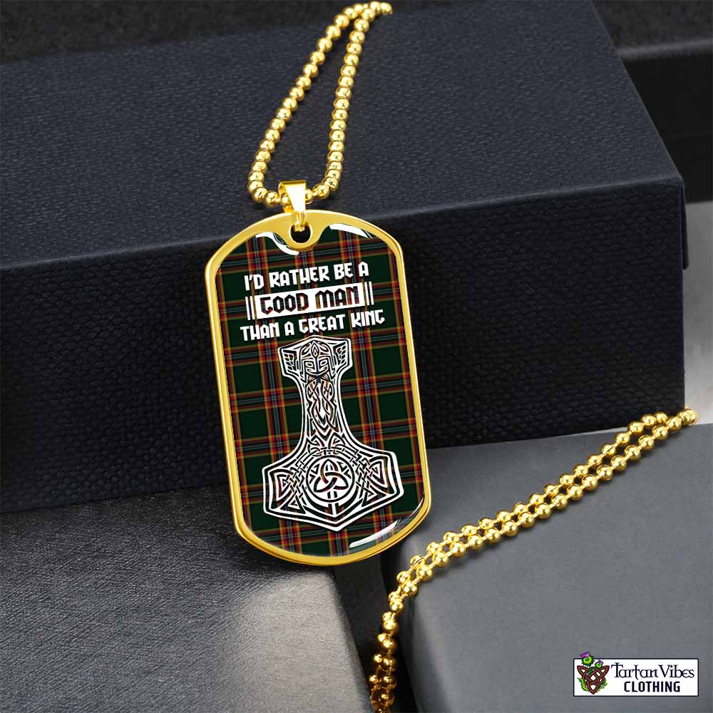 Moran Tartan Dog Tag Necklace Viking Mjolnir Style Gold No - Tartan Vibes Clothing