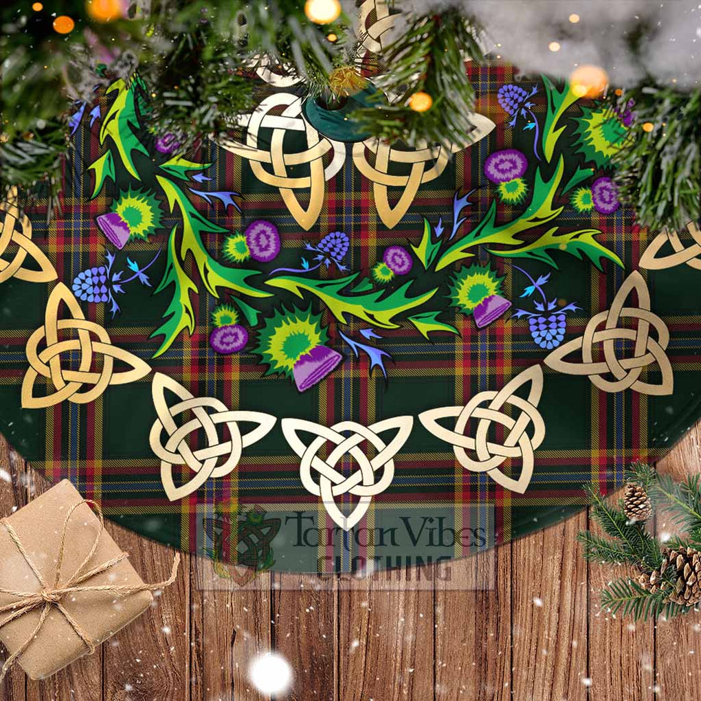 Tartan Vibes Clothing Moran Tartan Christmas Tree Skirt with Thistle Celtic Knot Style