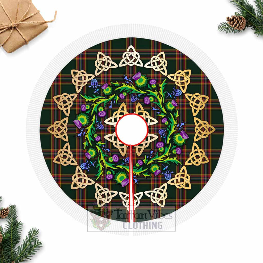 Tartan Vibes Clothing Moran Tartan Christmas Tree Skirt with Thistle Celtic Knot Style