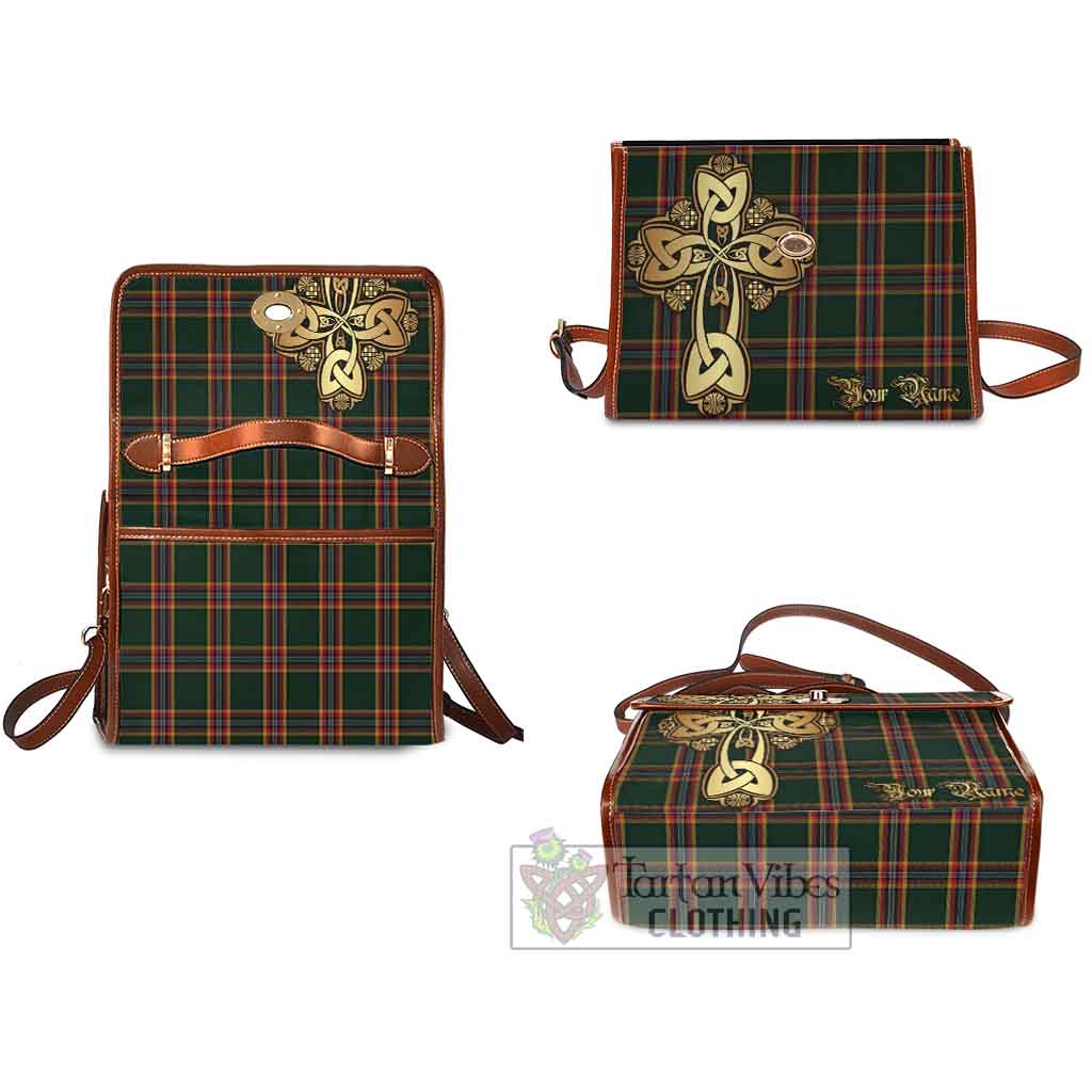 Tartan Vibes Clothing Moran Tartan Waterproof Canvas Bag Golden Thistle Celtic Cross Style