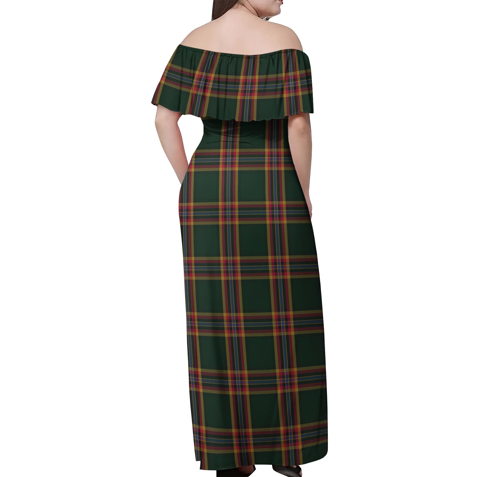 Moran Tartan Off Shoulder Long Dress - Tartan Vibes Clothing