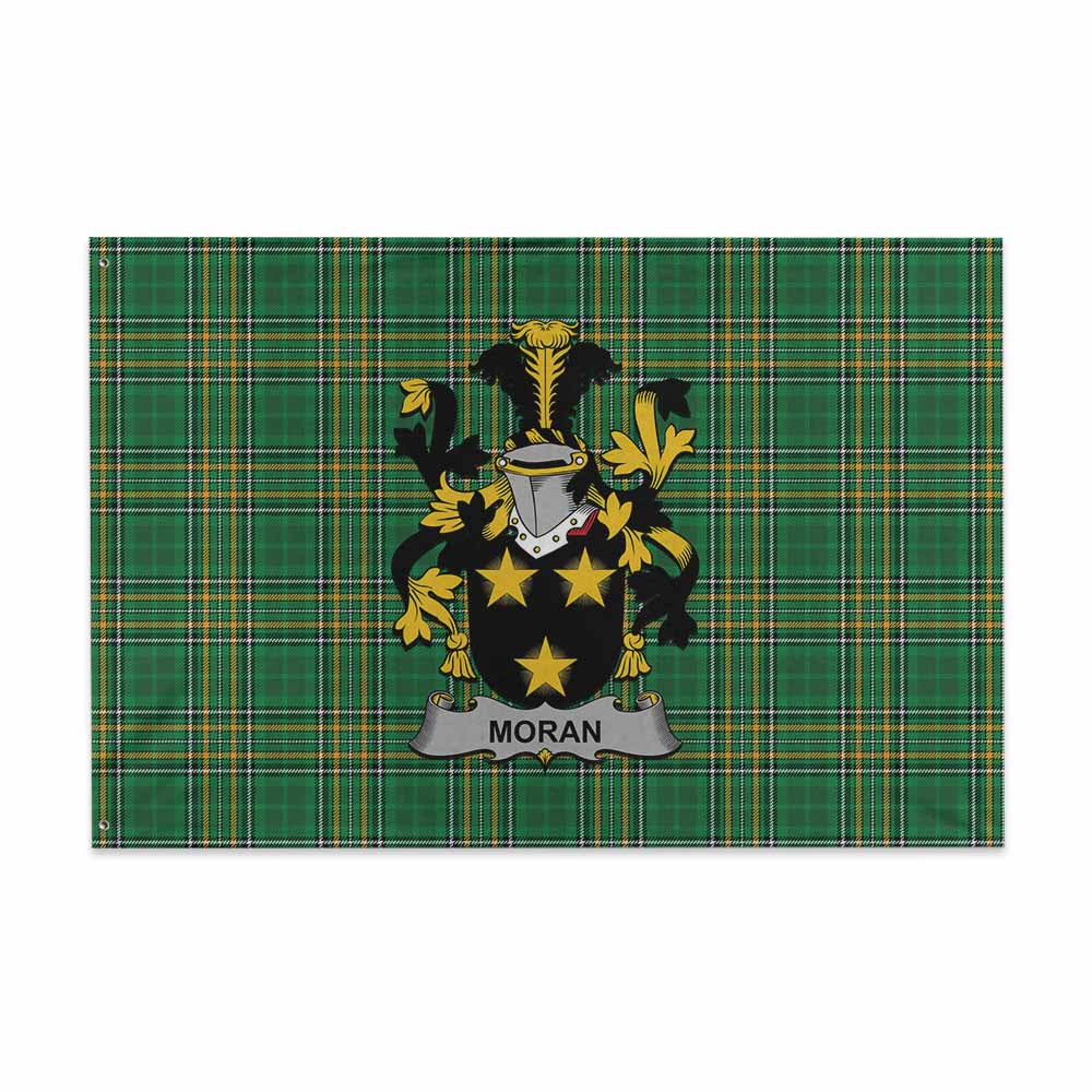 Tartan Vibes Clothing Moran Irish Clan Tartan House Flag with Coat of Arms