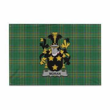 Moran Irish Clan Tartan House Flag with Coat of Arms